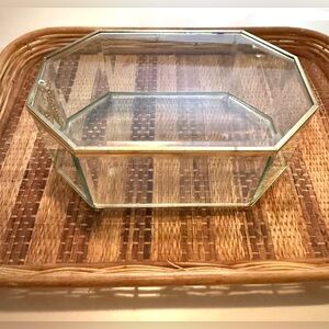 Brass & Glass Jewelry/Watch Organizer Box.Terrarium/Sedums